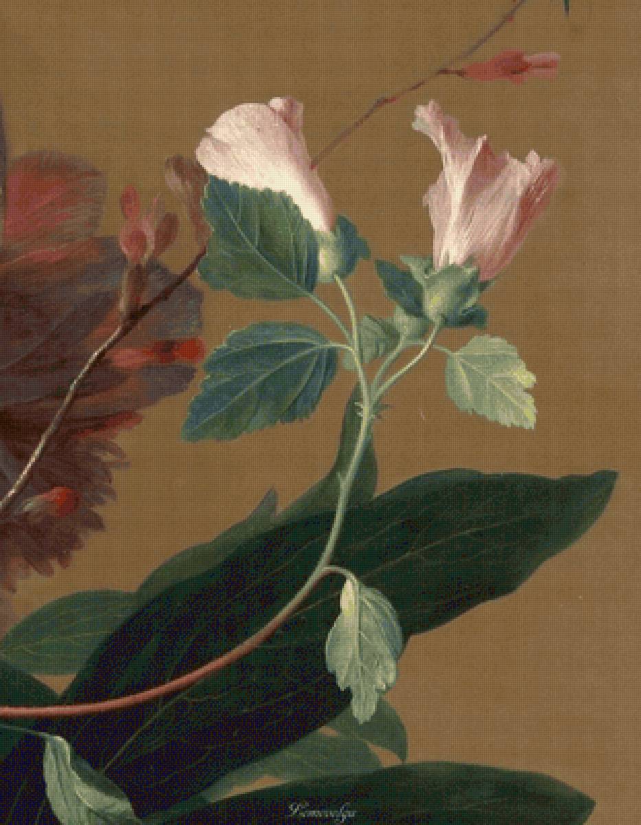 ЯН ВАН ХЕЙСУМ.БУКЕТ ЦВЕТОВ В ТЕРРАКОТОВОЙ ВАЗЕ С ГНЕЗДОМ-12 - диптих, парные картины, триптих - предпросмотр