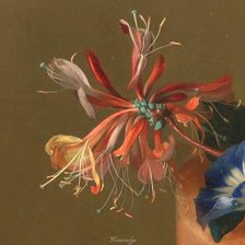 Схема вышивки «ЯН ВАН ХЕЙСУМ. БУКЕТ ЦВЕТОВ В ТЕРРАКОТОВОЙ ВАЗЕ С ГНЕЗДОМ-13»