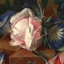 Схема вышивки «ЯН ВАН ХЕЙСУМ.БУКЕТ ЦВЕТОВ В ТЕРРАКОТОВОЙ ВАЗЕ С ГНЕЗДОМ-22»