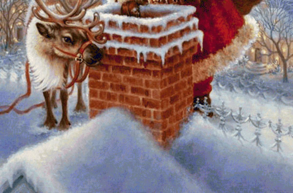 САНТА С ПОДАРКАМИ-НИЗ - диптих, триптих, парные картины - предпросмотр