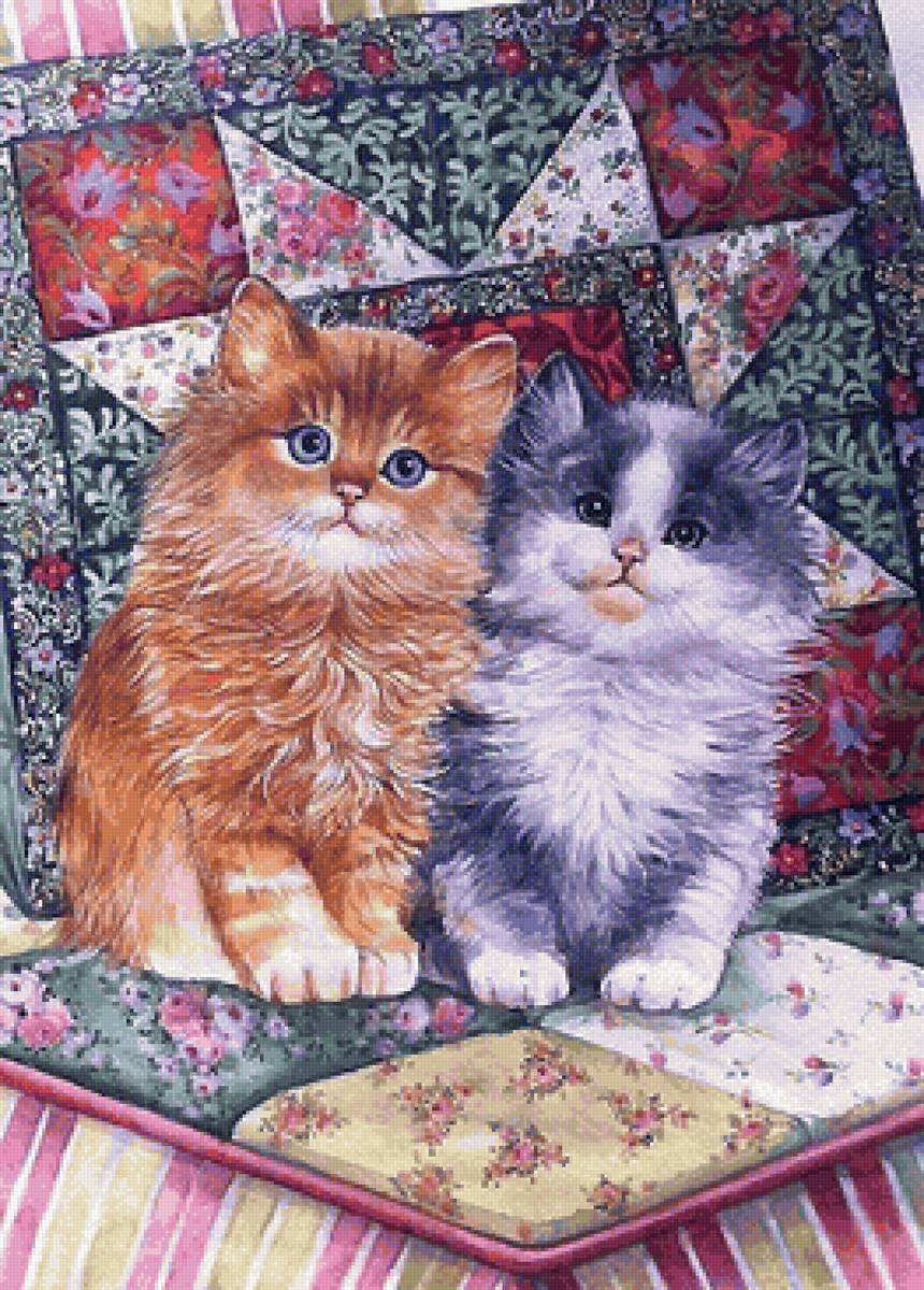 котята - котята, печвок, одеяло - предпросмотр