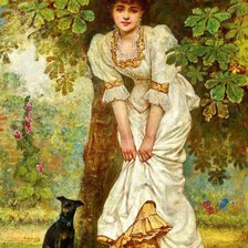 Схема вышивки «Баррет Джери. Дама с собачкой»