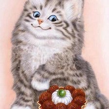 Схема вышивки «кис с тортом»