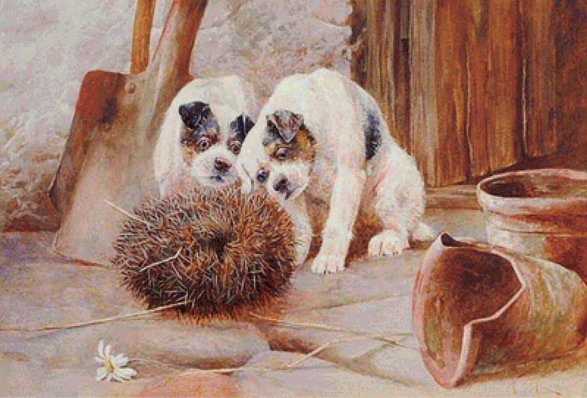 Незванный гость. Артур Вардль - ежик, собака, живопись - предпросмотр