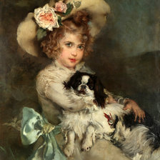 Схема вышивки «Гарри Хамфри Мур. Девочка с собачкой»