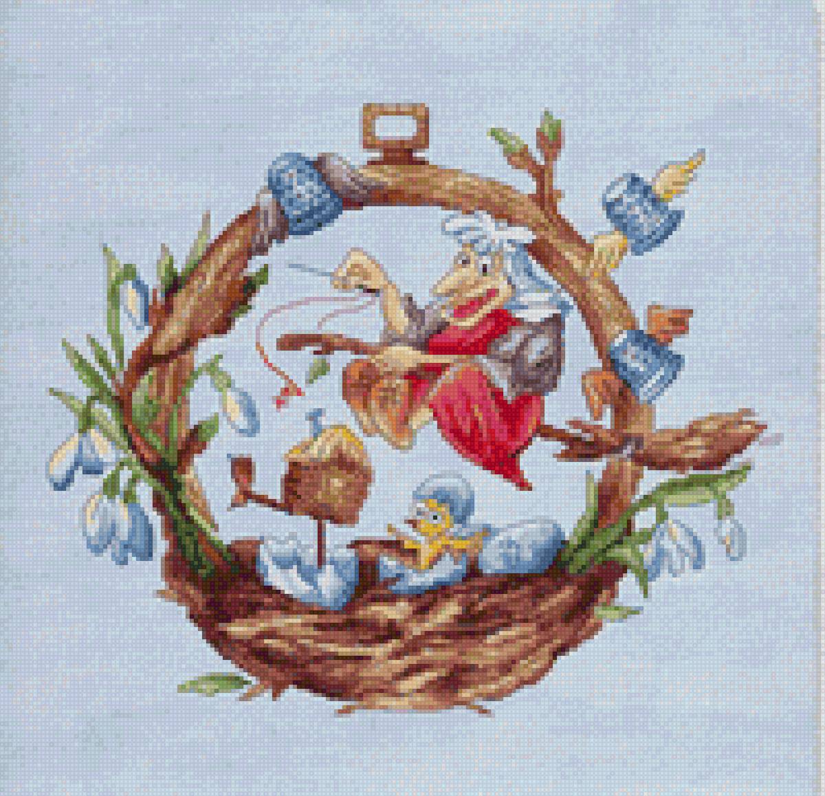 Баба яга за вышивкой - предпросмотр