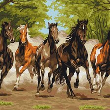 Схема вышивки «Бегущие лошади»