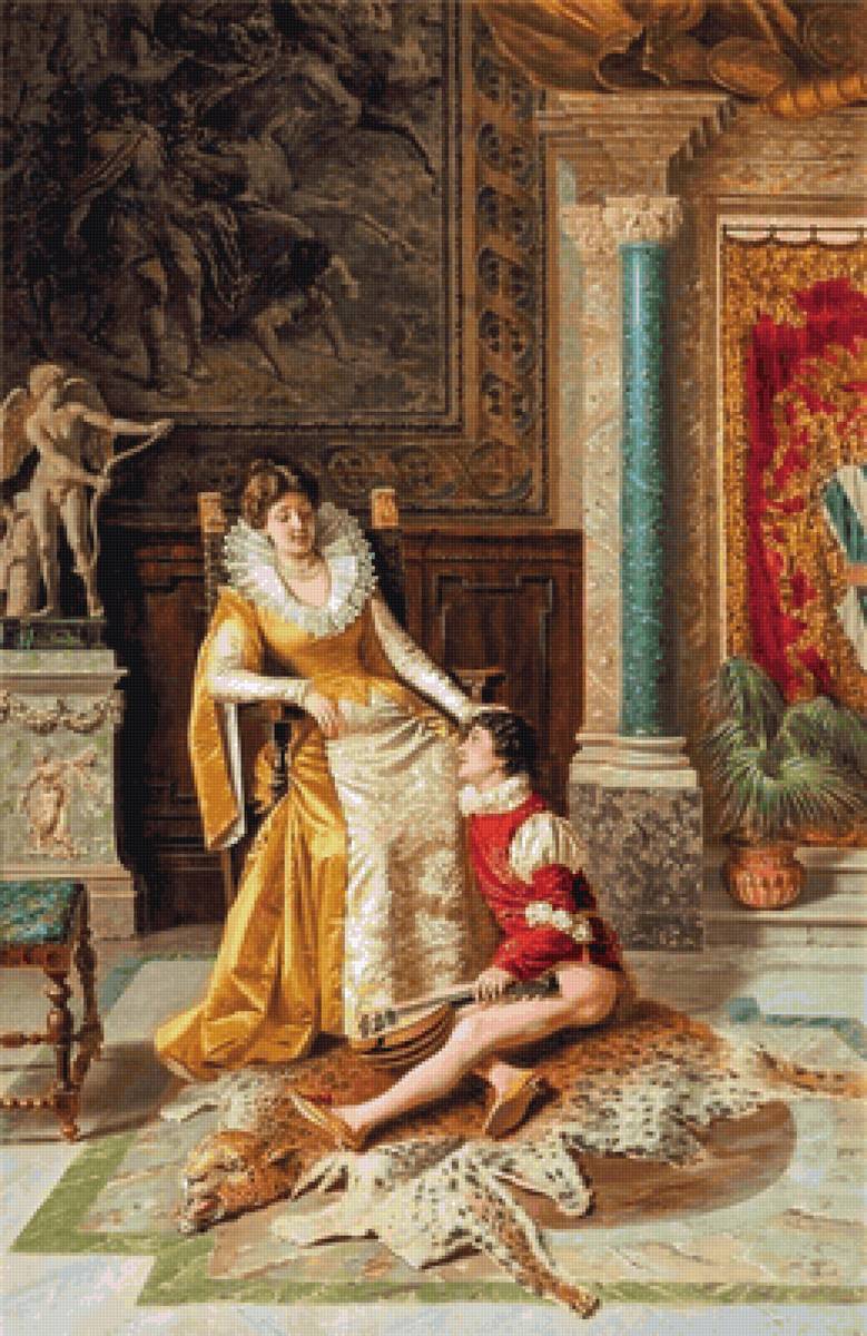 Королева и музыкант - дама, дворец, живопись, музыкант - предпросмотр