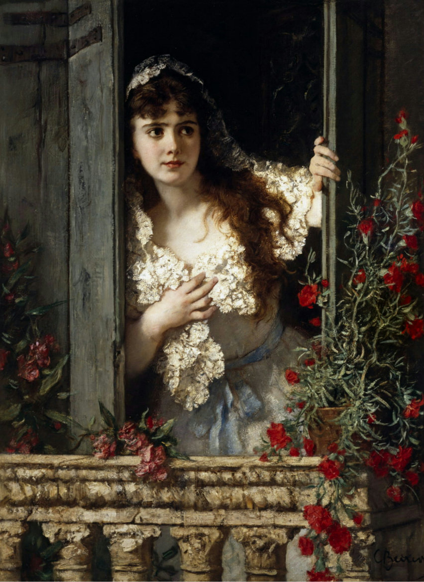 Ожидание. Карл Бекер - портрет, 19 век, живопись, девушка - оригинал