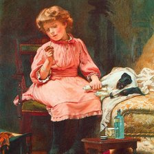 Схема вышивки «Девочка с собакой. Чарльз Бартон Барбер»