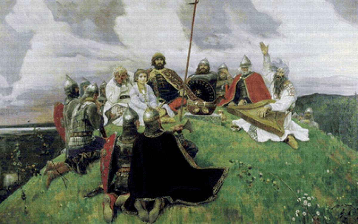 Васнецов Витязи слушают Бояна - иллюстрация, картина - предпросмотр