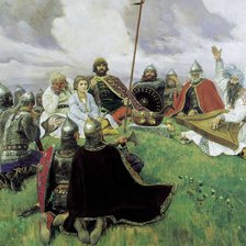 Схема вышивки «Васнецов Витязи слушают Бояна»