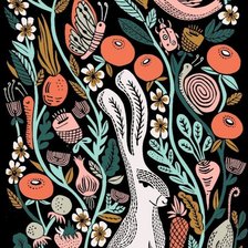 Схема вышивки «Кролик на черном»