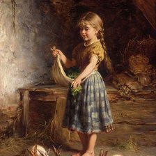 Кормление кроликов. Heinrich Hirt