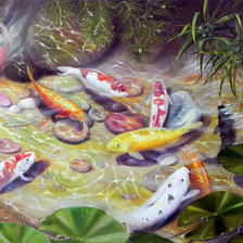 Схема вышивки «9 карпов Кои»