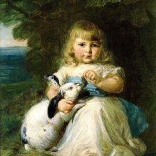 Схема вышивки «Девочка с кроликом. Mary Lemon Waller»