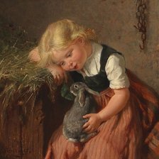 Схема вышивки «Девочка с кроликом. Феликс Шлезингер»