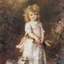 Схема вышивки «Девочка с собачкой»