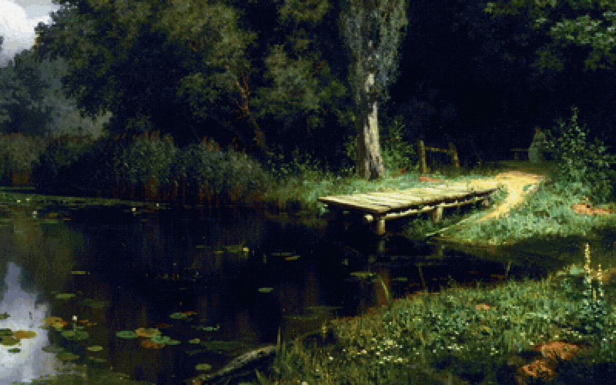 Василий Поленов. Заросший пруд - картина, иллюстрация - предпросмотр