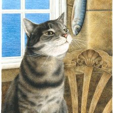 Схема вышивки «кот и рыба»