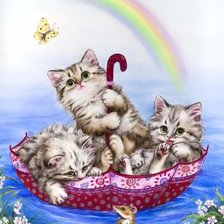 Схема вышивки «котята в зонтике»