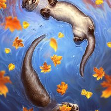 Схема вышивки «Пруд и осень»