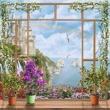 Схема вышивки «вид из окна»