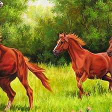 Схема вышивки «кони»