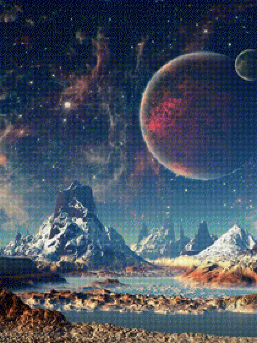 Инопланетный пейзаж2 - луна, вселенная, планета, космос - предпросмотр