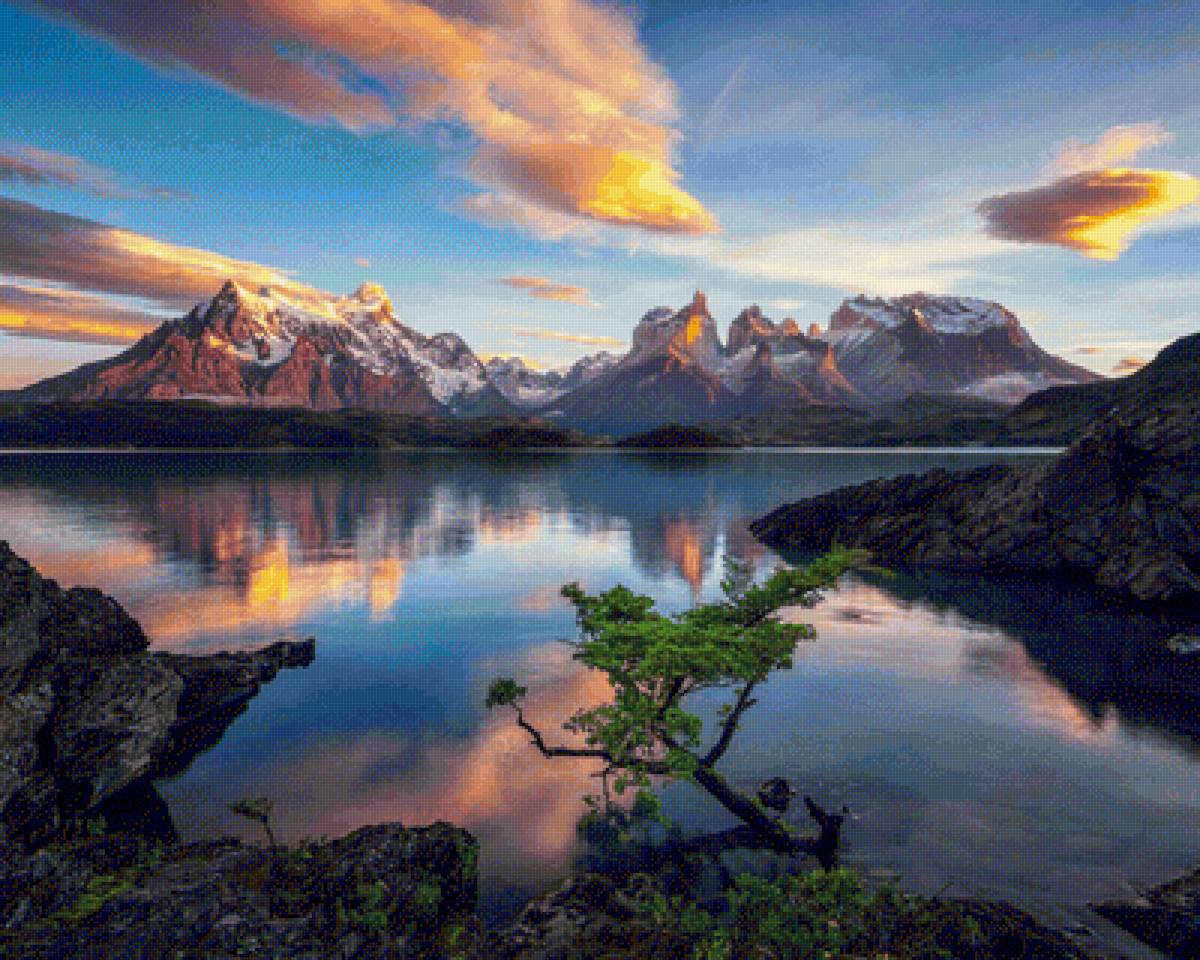 Облака - озеро, пейзаж, природа, горы - предпросмотр