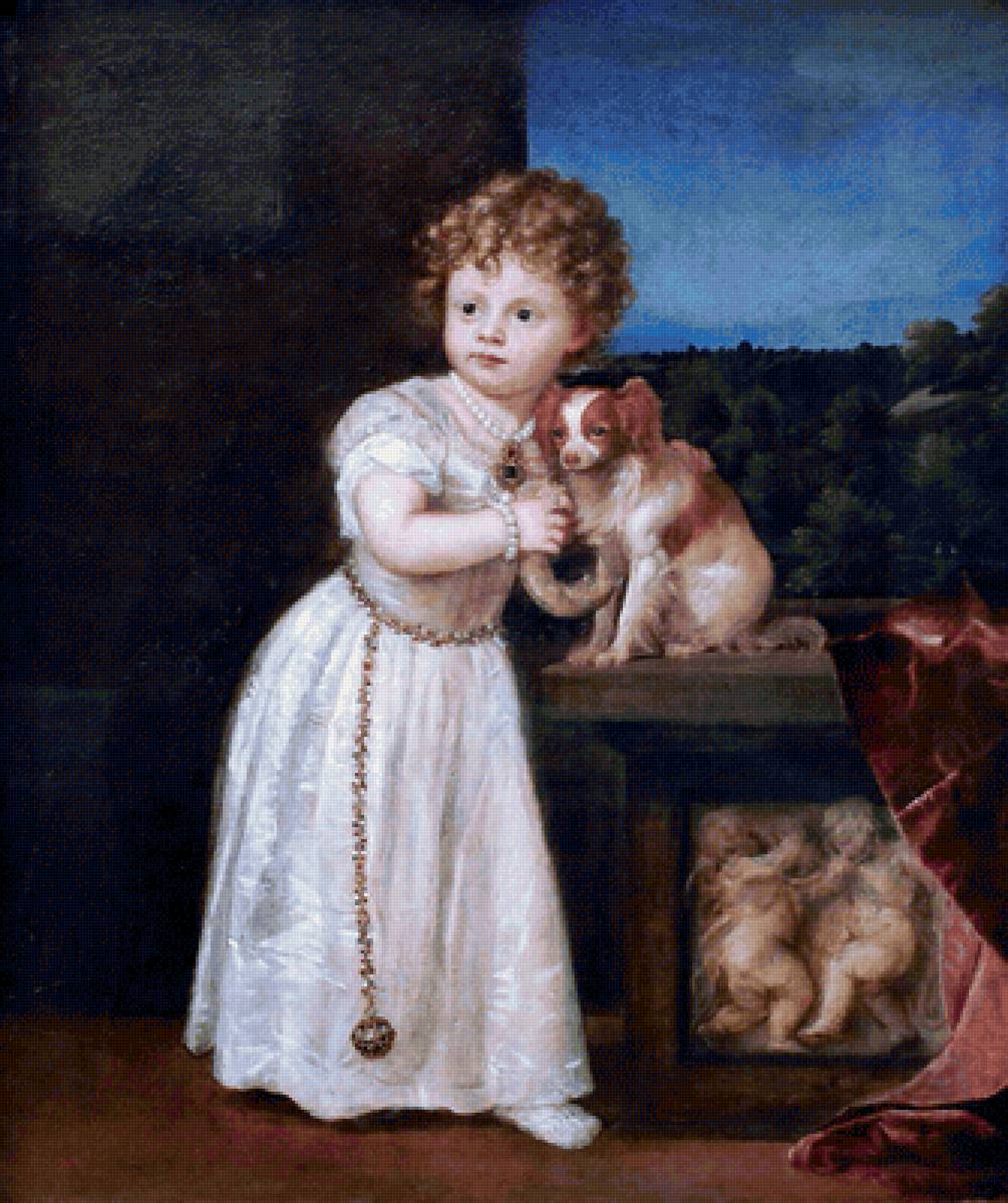 Тициан Вечеллио. Портрет Клариссы Строцци - портрет, 16 век, собака, девочка, живопись - предпросмотр