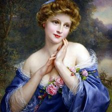 Схема вышивки «Портрет девушки. Франсуа Мартин Кавель»