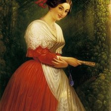 Схема вышивки «Дама с веером. Edouard Marie-Guillaume Dubufe»