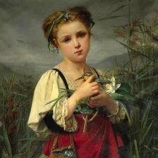 Схема вышивки «Девочка с зимородком. Felicie Schneider»