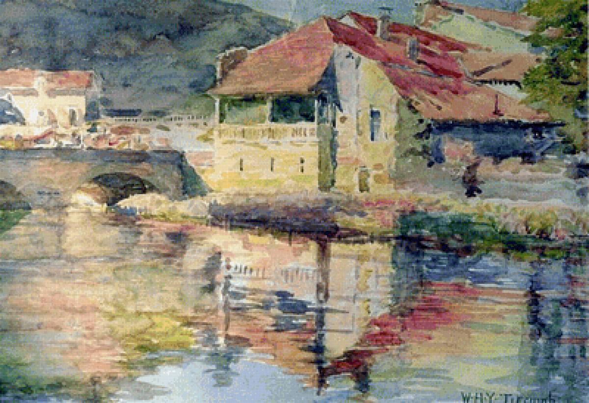 Мост через реку. Уильям Холт Йейтс Титкомб. - река, импрессионизм, мост, живопись, пейзаж - предпросмотр