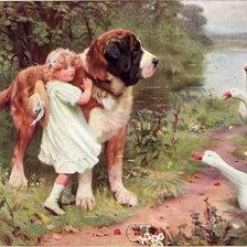 Схема вышивки «St Bernard with geese»