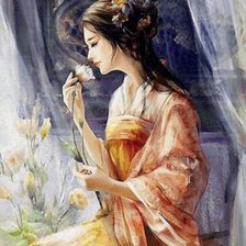 Схема вышивки «Девушка»