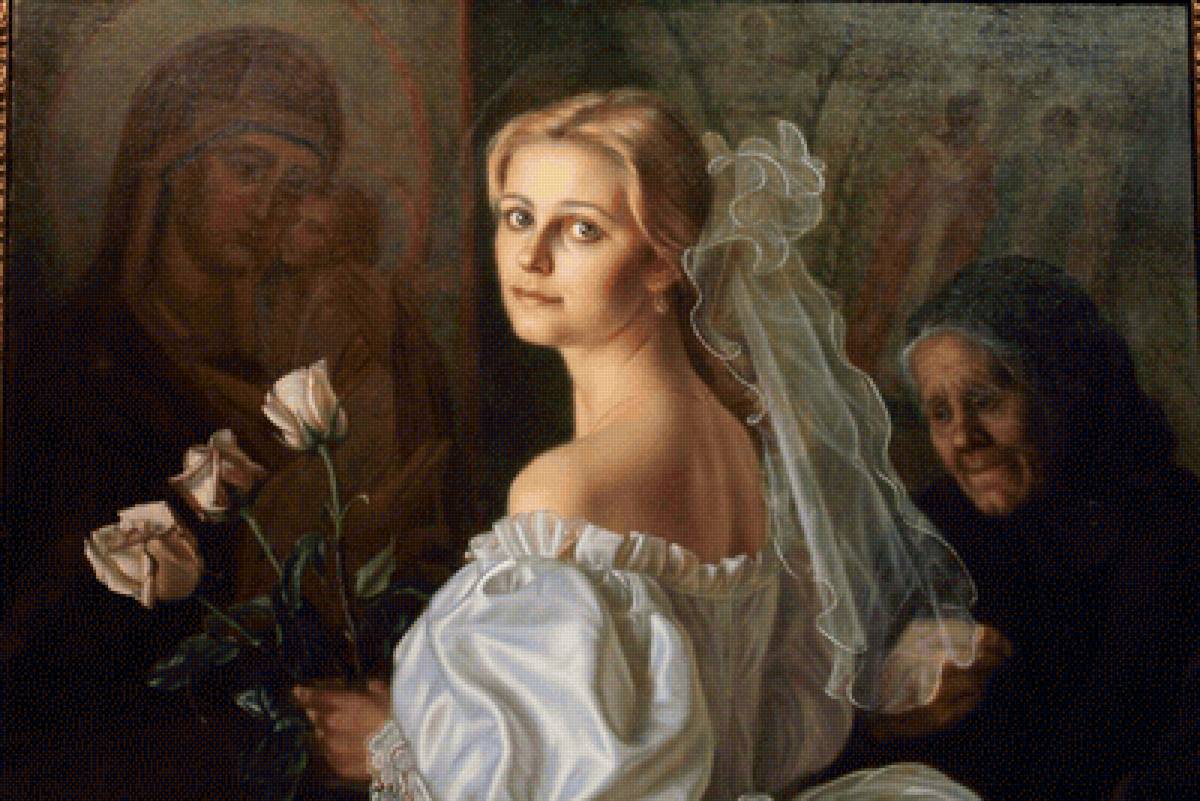 Девушка - картина, иллюстрация - предпросмотр