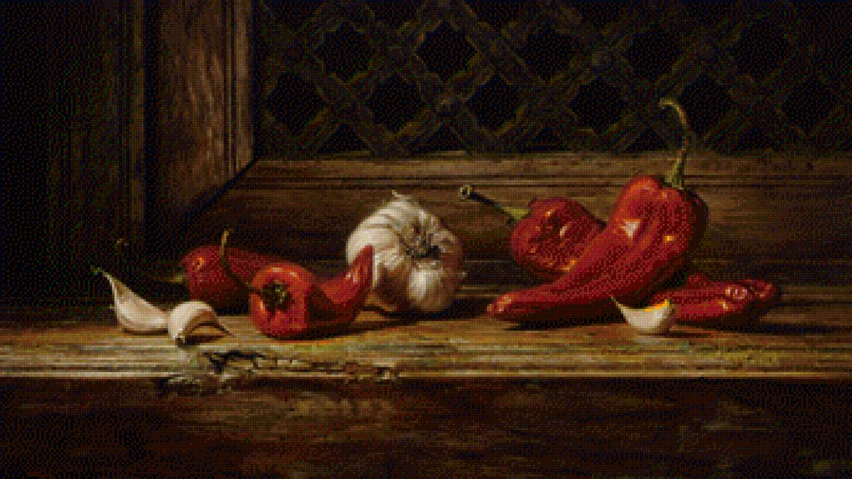 чеснок и перец - натюрморт - предпросмотр