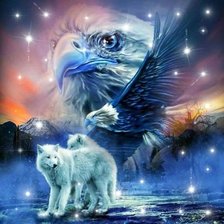 Схема вышивки «орёл и волк»