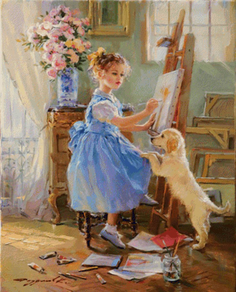 Young Artist - girl, painting, artist - предпросмотр