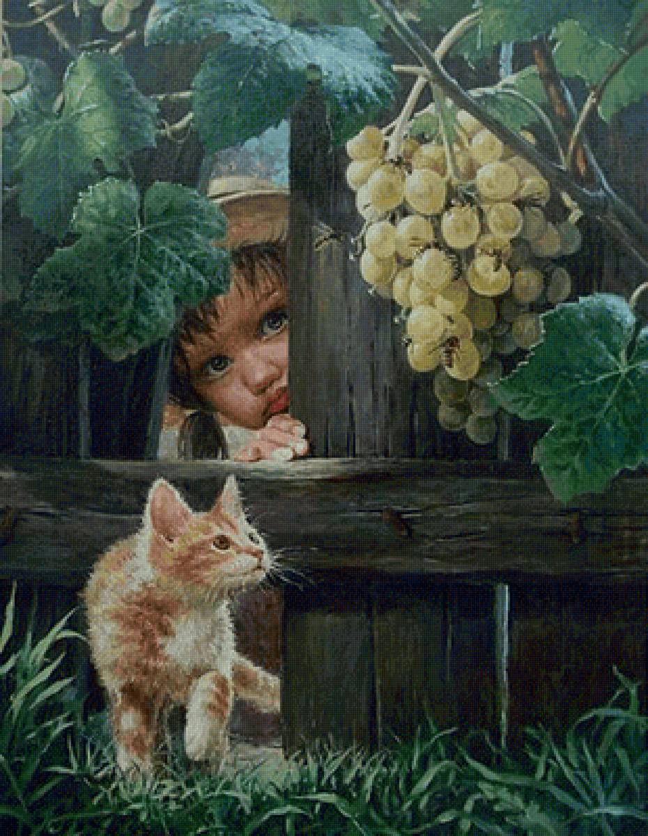 Владислав Леонович. Шалунишки - котенок, дети, девочка - предпросмотр