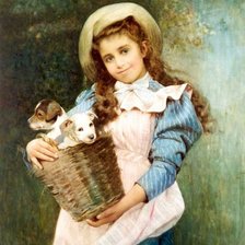 Схема вышивки «Alexander Mark Rossi. Девочка со щенками»