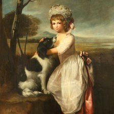 Схема вышивки «Девочка с собакой. Джошуа Рейнольдс»