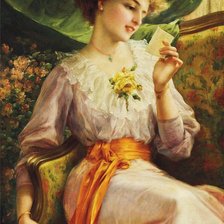 Схема вышивки «Девушка, читающая письмо. Эмиль Вернон»