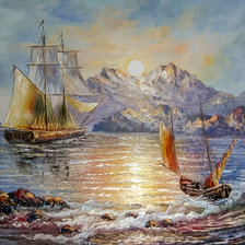 Схема вышивки «Sunset at Sea.»