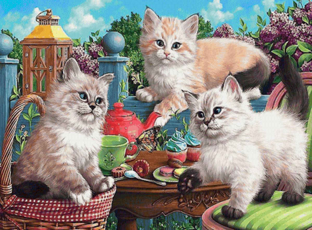 котята - котята, корзина, стол - предпросмотр