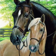 Схема вышивки «Лошади»