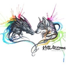 Схема вышивки «Wolf волк волки для одежды»