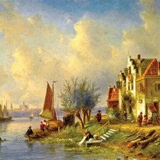 Схема вышивки «Голландский пейзаж. Шарль Анри Жозеф Лейкерт»